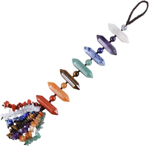 Miniatura 9 de rockcloud Colgante de pared con 7 piedras de chakras, cristales curativos de Reiki, Merkaba, piedras preciosas caídas, adorno colgante para ventana