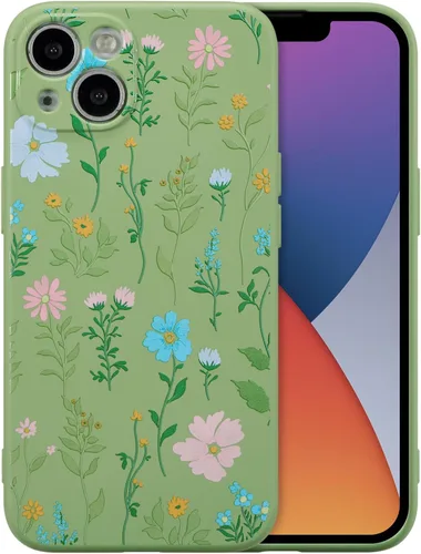 Miniatura 91 de RALEAVO Funda Floral para iPhone 12, Cubierta de Silicona Líquida con Bonito Patrón de Rama de Flores para Niñas y Mujeres, Funda Protectora de Goma