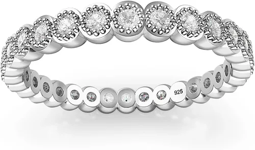 Miniatura 2 de Metal Factory Anillo apilable de plata de ley con circonita cúbica para aniversario