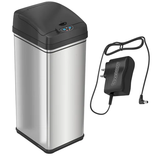 Miniatura 9 de iTouchless Bote de basura ovalado de 16 galones con tapa abierta y cubo de reciclaje con filtros de olor duales AbsorbX, ahorro de espacio, gran