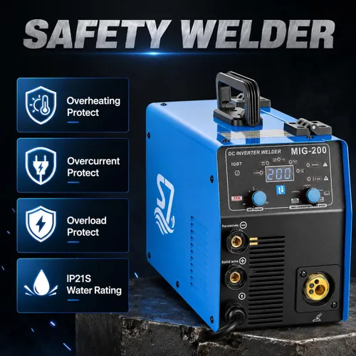 Miniatura 3 de S7 Soldador MIG 4 en 1 200A 110V/220V, Máquina de soldadura de núcleo de flujo sin gas y gas, soldador TIG/Stick/MMA de elevación, control