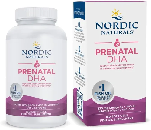 Miniatura 8 de Nordic Naturals DHA Prenatal, Fresa - 120 Cápsulas Blandas - 830 mg de Omega-3 + 400 UI de Vitamina D3 - Apoya el Desarrollo Cerebral en Bebés