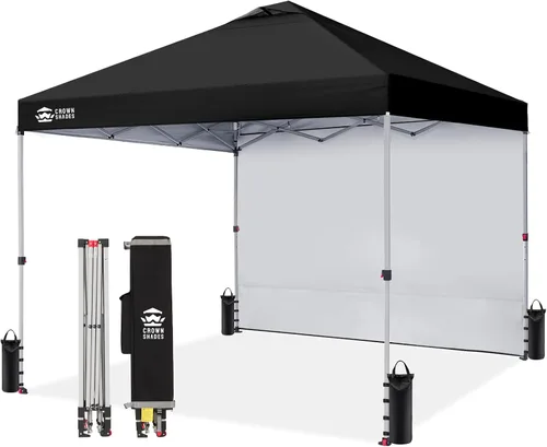 Miniatura 37 de CROWN SHADES - Toldo desplegable de 12 x 12 pulgadas con tela recubierta de color plata 150D, incluye 1 pared lateral extraíble, 4 cuerdas, 8