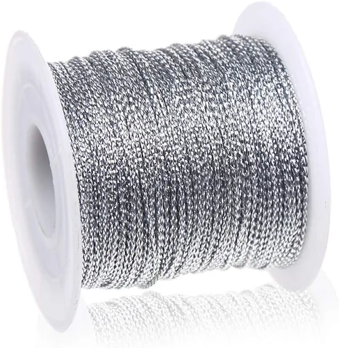 Cuerda metálica plateada de 0.039 in, hilo no elástico para hacer joyas, etiquetas colgantes, 328.1 ft/109 yardas Plata