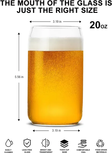Miniatura 2 de LUXU Vasos de cerveza con forma de lata de 20 onzas, juego de 2 vasos de cerveza artesanales, vasos de cerveza grandes para cualquier bebida