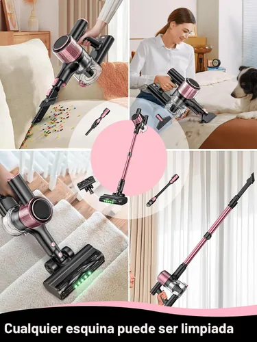 Miniatura 9 de VICEASE Aspiradora inalámbrica, potente succión 8 en 1, aspiradora ligera para el hogar, pantalla LED, 3 modos de succión, aspiradora de batería