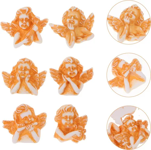 Miniatura 4 de 60 dijes de ángel 3D con parte trasera plana, adorno de resina para bricolaje, teléfono móvil, accesorios para el cabello, manualidades, dorado