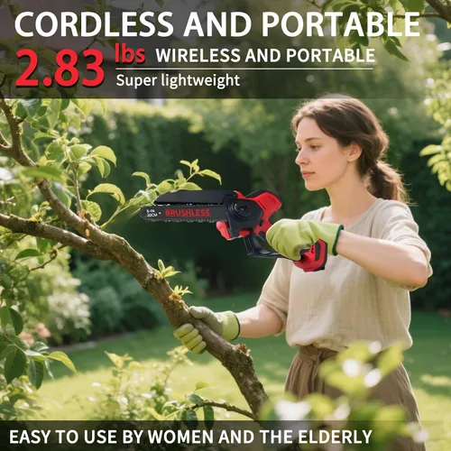 Miniatura 9 de Mini motosierra compatible con la batería Milwaukee Chainsaw M18, motosierras de poda inalámbricas de 8 y 6 pulgadas, mini motosierra sin escobillas