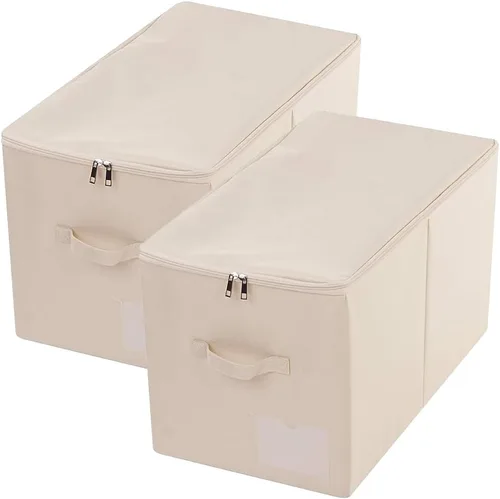 iwill CREATE PRO Paquete de 2 contenedores de almacenamiento plegables de tela para ropa, ropa de cama, juguetes, mantas, organizador de mantas,