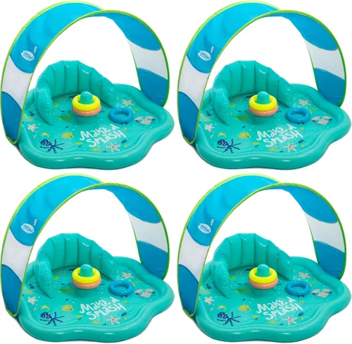 Miniatura 8 de SwimSchool Infant Baby Pool Floats, Free Swimming, Super Buoyant – Ages 6-24 Months – Multiple Colors/Styles – Adjustable Canopies and Seats, Splash