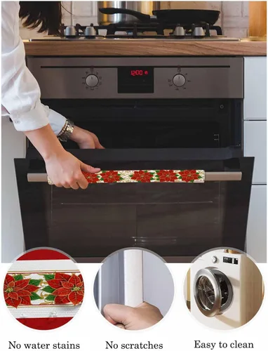 Miniatura 3 de Juego de 2 fundas navideñas para manijas de puerta de refrigerador, lavavajillas, microondas, horno, nevera, estufa, electrodomésticos, accesorios