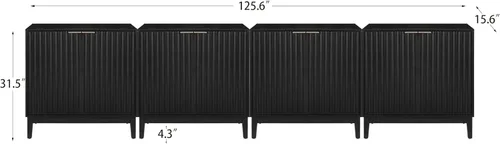 Miniatura 2 de Armario estriado con almacenamiento, aparador de 2 puertas, armario moderno con estante ajustable para cocina o sala de estar