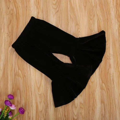 Miniatura 6 de GOOCHEER Pantalones de mezclilla rasgados con volantes y parte inferior acampanada, pantalones de mezclilla rasgados para niños pequeños