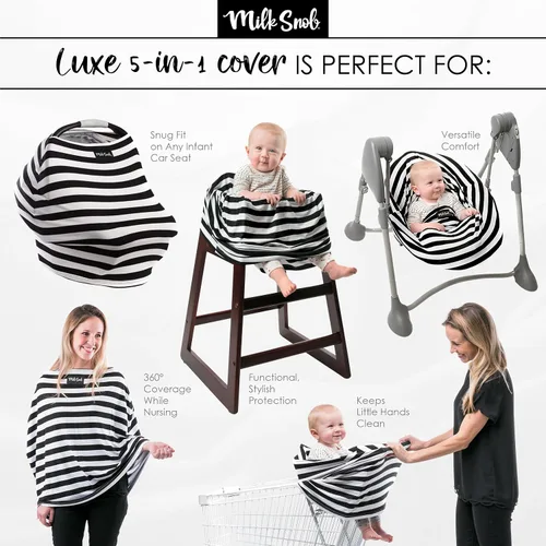 Miniatura 7 de Milk Snob Original 5-en-1 Cubierta Luxe en Jade - Privacidad añadida para la lactancia, Asiento de coche para bebé, Portabebés, Carriola, Silla
