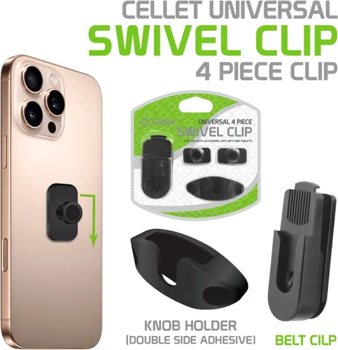 Miniatura 2 de Cellet Clip giratorio universal para cinturón para soporte de automóvil, compatible con GPS para Apple iPhone 14 Pro Max Plus 13 12 11 iPad, iPods