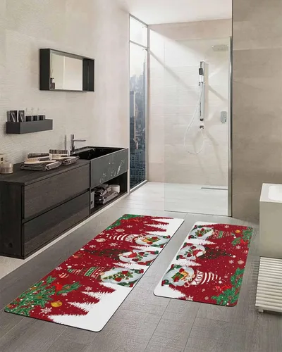 Miniatura 2 de Tapete de baño de gnomos de Navidad para bañera, tapete antideslizante de secado rápido y absorbente, tierra de diatomeas, fregadero de ducha