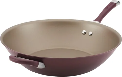 Miniatura 15 de Circulon Symmetry Sartén Wok/Salteado Antiadherente de Anodizado Duro con Mango Auxiliar - 14 Pulgadas, Negro