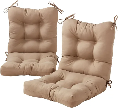 Miniatura 27 de Cojines para silla de exterior con bisagras, diseño de una sola pieza, cojín reversible para asiento y respaldo de patio con lazos, tela