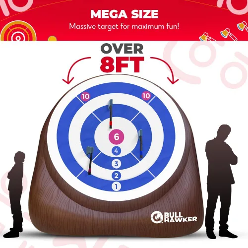 Miniatura 6 de Swooc Games - Bull Hawker Dardos de hacha gigante con más de 15 juegos Juego de lanzamiento de hachas para patio trasero con bomba de aire