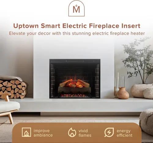 Miniatura 3 de Modern Ember Uptown - Inserto de chimenea eléctrica inteligente de 33 pulgadas con control remoto, compatible con Alexa - Calentador eléctrico