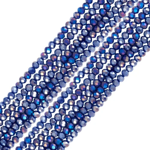 Miniatura 36 de FASHEWELRY 10 hebras de cuentas de vidrio chapadas en arco iris de 0.118 pulgadas (0.118 in), cuentas espaciadoras de cristal de Rondelle, cuentas