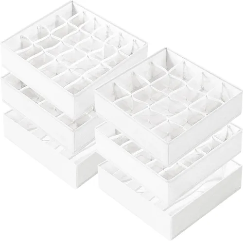 Miniatura 12 de Criusia Organizador de Cajones para Ropa de 6 Piezas - 90 Celdas Organizadores de Closet y Almacenamiento para Cuarto de Bebé - Organizador de Beige