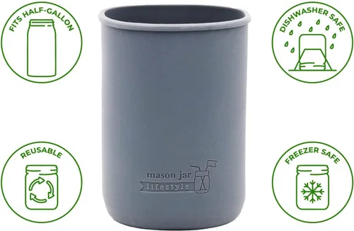 Miniatura 3 de Paquete de 2 fundas de silicona de medio galón gris carbón de 64 onzas para proteger tarros Mason Mason Jar Lifestyle