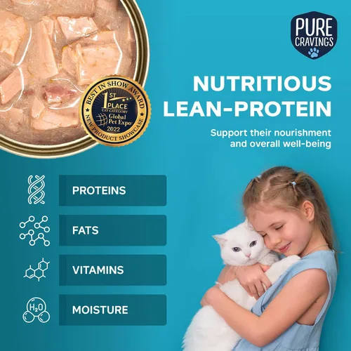 Miniatura 4 de Pure Cravings Comida enlatada húmeda de atún y caballa picada para gatos, 100% atún probado con mercurio, lata húmeda para gatos, sin granos