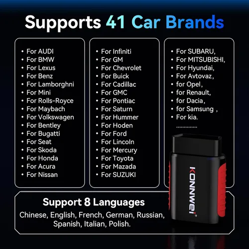 Miniatura 9 de KONNWEI Escáner OBD2 Bluetooth – Herramienta de diagnóstico de sistema completo con control bidireccional, restablecimiento de aceite/EPB/DPF/BMS