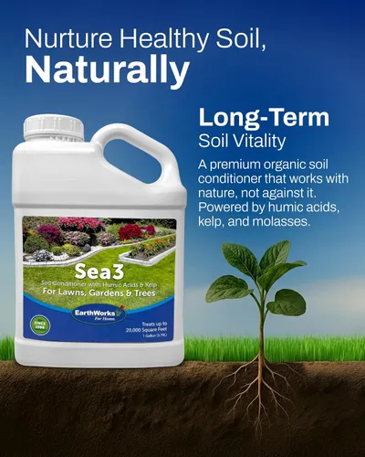 Miniatura 2 de EarthWorks for Home Sea3 - Acondicionador de suelo Fertilizante líquido orgánico con ácidos húmicos, algas y melaza para céspedes más saludables