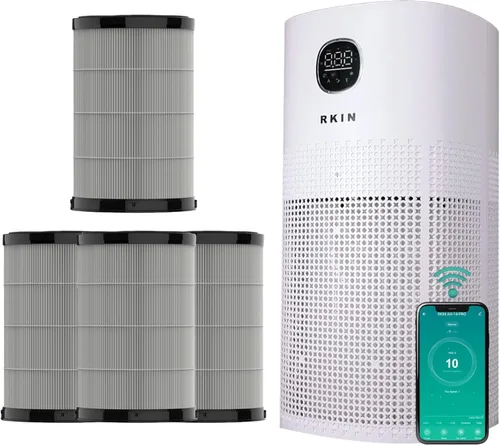 Miniatura 10 de RKIN Purificador de aire inteligente HEPA 14, purificador de aire para habitación grande con monitor PM2.5, control WiFi y aplicación para pelo