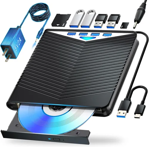 Dainty Unidad Blu ray externa 7 en 1 lectura/escritura con quemador Bluray USB 3.0 y tipo C compatible con/Windows7-11 Mac OS Soporte para unidad