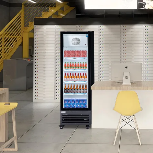 Miniatura 8 de Refrigerador comercial de bebidas, refrigerador de 6 pies cúbicos, pequeño y delgado con puerta de vidrio individual, enfriador de bebidas