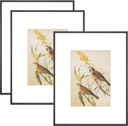 Miniatura 22 de 9x12 Picture Frame Set of 4, Matted Black Simple Modern Brushed Thin Aluminum Metal Photo Frame Fits 6x8 with Mat or 9 x 12 without Mat Vertical and