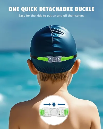 Miniatura 5 de Aegend - Gafas de natación de 2 unidades, gafas de natación para niños, niños y niñas de 3 a 14 años Azul y verde claro