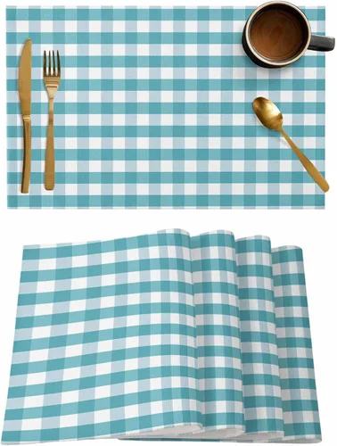 Miniatura 119 de Juego de 4 manteles individuales Boho de otoño, calabazas de acuarela para Acción de Gracias, resistentes al calor, lavables, para mesa, manteles