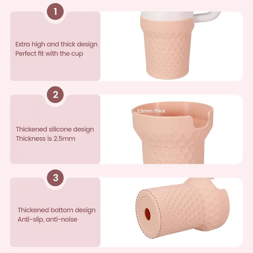 Miniatura 5 de Thxbag Bota de silicona para taza Stanley Cup 30oz / 20oz, funda de protección en color rosa compatible con Stanley H2.0 y Stanley Adventure Cuarzo
