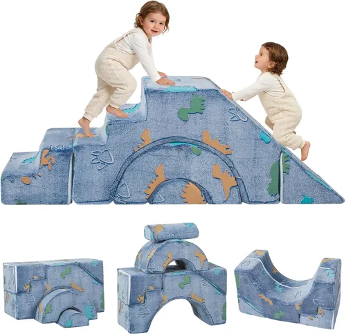 Miniatura 17 de MeMoreCool - Sofá modular para niños, sofá de espuma con diseño de tobogán y escalera, sofá convertible para niños para sala de juegos, mueble