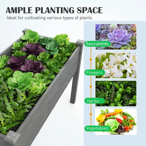 Miniatura 4 de COSTWAY Cama de jardín elevada, soporte elevado de madera con patas para verduras, flores y hierbas, cama de cultivo de pie para patio trasero