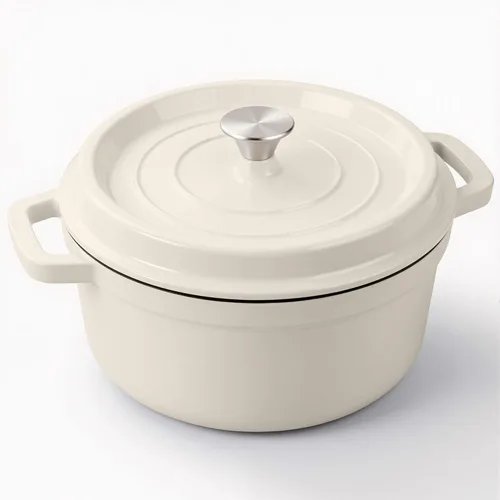 Miereirl Olla Holandesa Esmaltada de 6.5 Cuartos con Tapa, Olla Holandesa de Hierro Fundido con Asas Dobles para Hornear Pan, Cocinar, Utensilios de