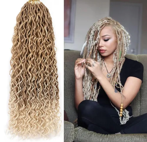 Miniatura 11 de Aipin Goddess Cabello de Ganchillo de 18 Pulgadas Boho River Locs Hippie Locs Ondulado de Ganchillo Con Cabello Rizado en el Medio y Extremos 613