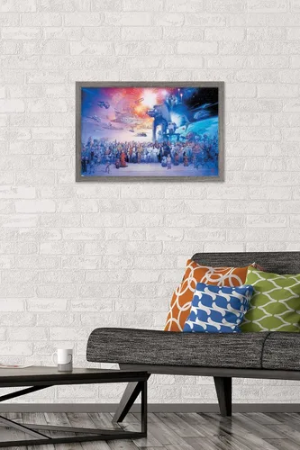 Miniatura 2 de Star Wars: Saga - Póster de pared de galaxia, 22.4 pulgadas de largo x 14.7 pulgadas de ancho, versión enmarcada de madera de granero