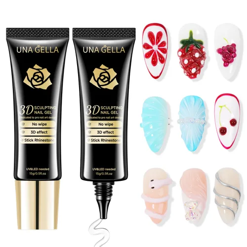 Miniatura 11 de UNA GELLA Esmalte de uñas en gel 3D blanco lechoso 15g, esmalte en gel para esculpir sin necesidad de limpieza, polvo para uñas cromadas, moldeado