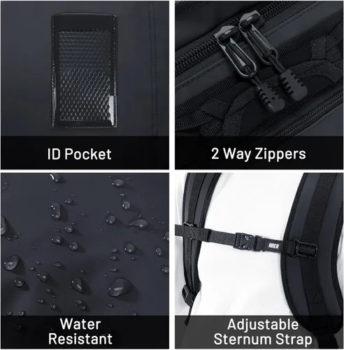 Miniatura 34 de MIER Mochila deportiva grande con compartimento para zapatos, resistente y resistente al agua, azul marino, 45L