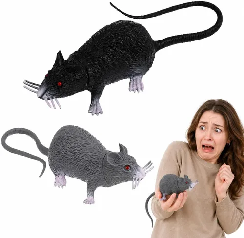 Gadpiparty 2 ratas falsas, ratón falso, para bromas y trucos, accesorios de fiesta y Halloween, colores surtidos