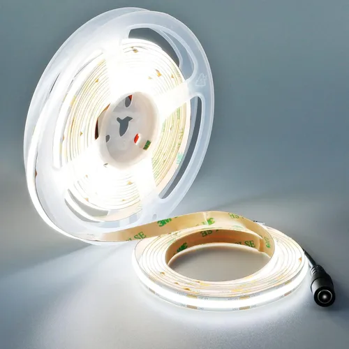 Miniatura 11 de YUNBO Tira de luz LED COB de 12 V 3000 K blanco cálido 16.4 pies de alta densidad 480LED/M CRI>90 Uniforme sin puntos autoadhesivo cortable flexible