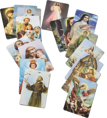 Miniatura 6 de Tarjetas sagradas católicas de oración con caja de metal, regalos católicos, tarjetas sagradas surtidas con santos católicos y oraciones, 144
