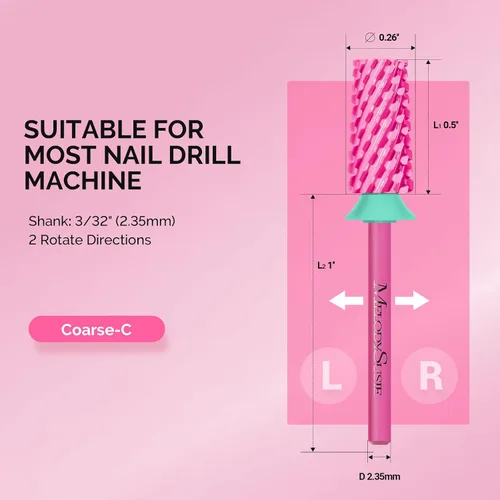 Miniatura 4 de MelodySusie Brocas de barril cónico para uñas, brocas de tungsteno de carburo de 3/32 pulgadas, adecuadas para manicura, pedicura, cutícula, esmalte