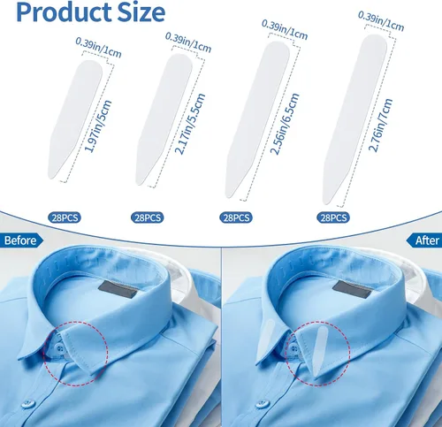Miniatura 2 de 112 piezas de estancias para cuello para camisas de vestir de hombre, cuello de plástico, insertos de cuello de camisa para cualquier camisa