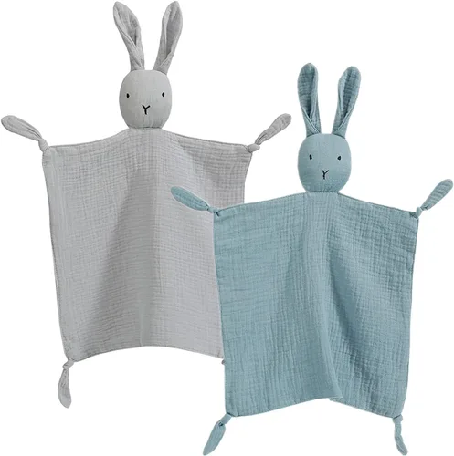 Miniatura 10 de insular Manta de conejo Lovey para niños y niñas, manta de seguridad de muselina de algodón orgánico para bebés, suave y transpirable, toalla Conejo